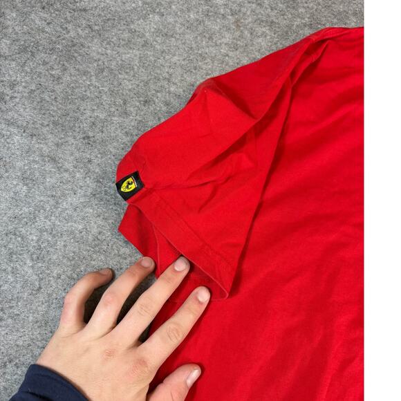 Vintage Y2K Ferrari Car T Shirt Mens XL Red Horse Logo On Chest & Sleeve 2000s - Picture 6 of 9